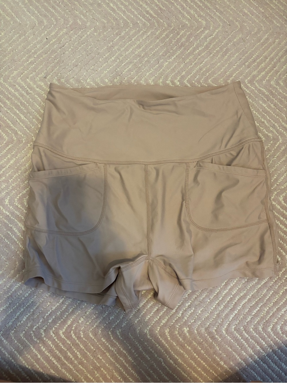 Free People Movement High-Waist Beige Women’s Active Shorts with Pockets